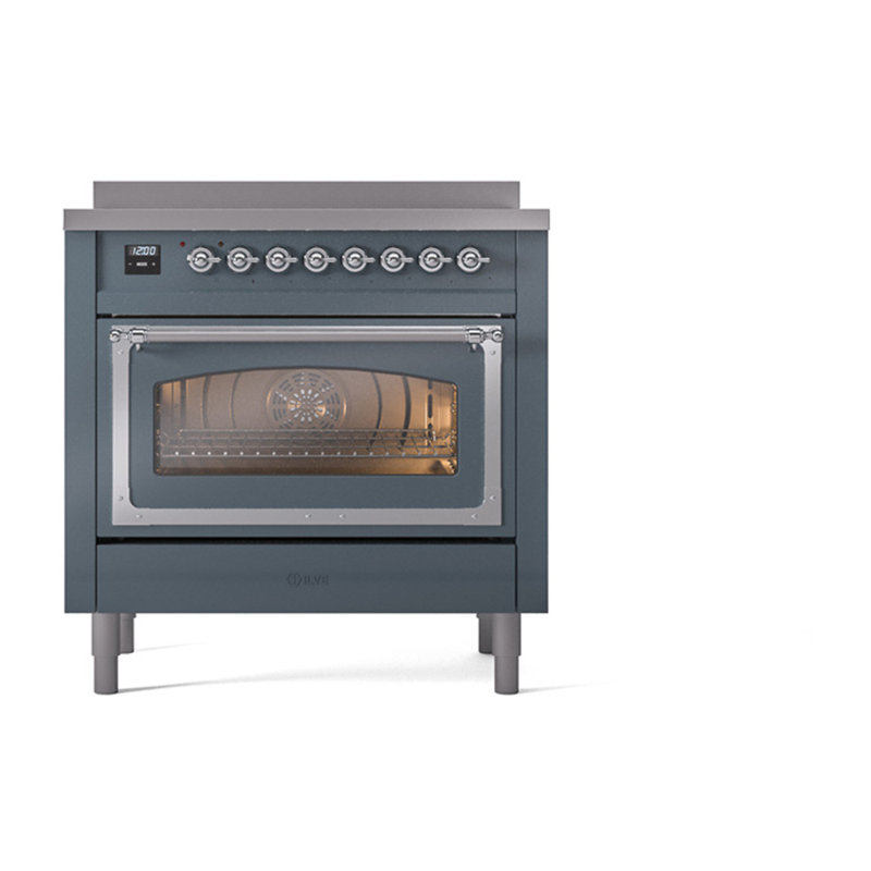 ILVE Nostalgie II Noblesse 36 in Induction Range, Blue Grey/Chrome