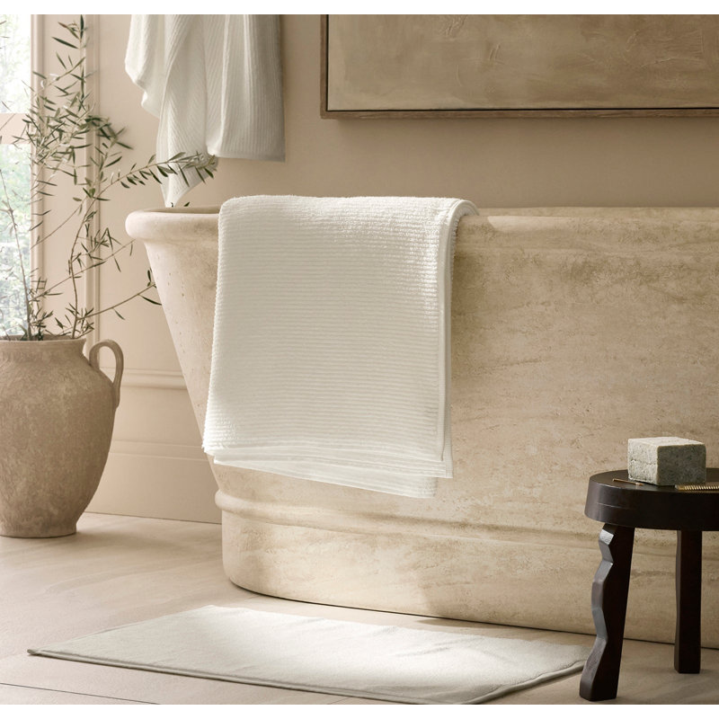Turkish Ribbed Bath Mat, Cream