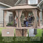 Pavillon de jardin avec cadre en acier de 10 x 13 pi, jumelant tissu de polyester avec patio couvert et beige neutre