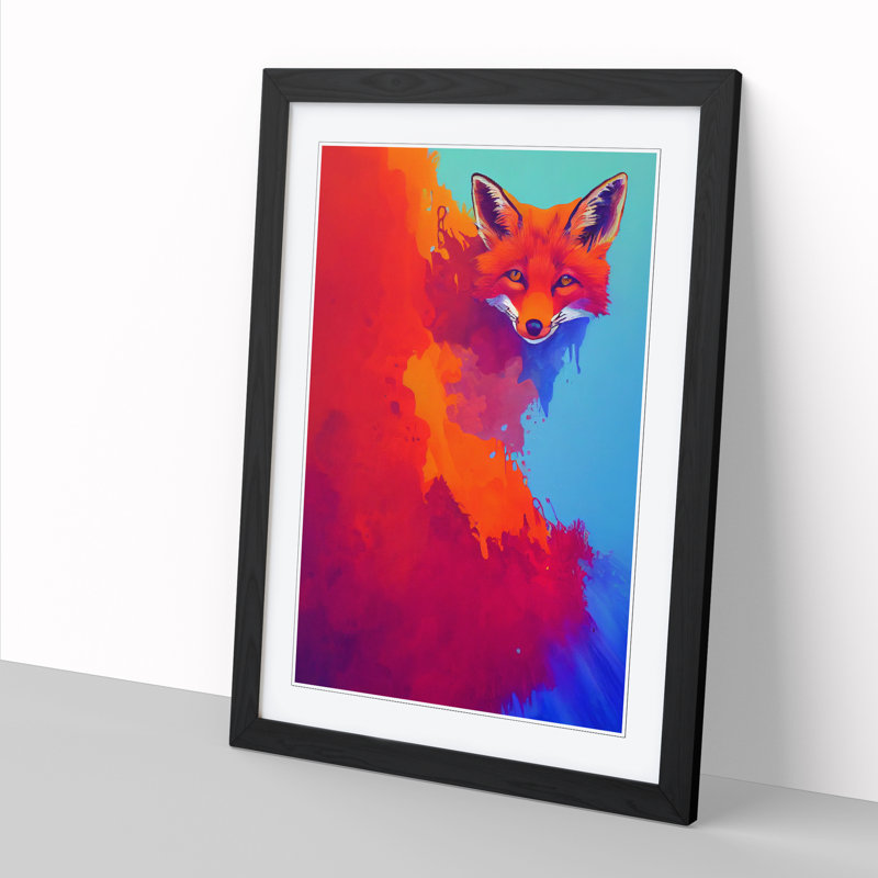 FRM-V0523-1039X Fox Splash - Single Picture Frame Print, 46cm H x 34cm W x 2cm D, Oak Framed