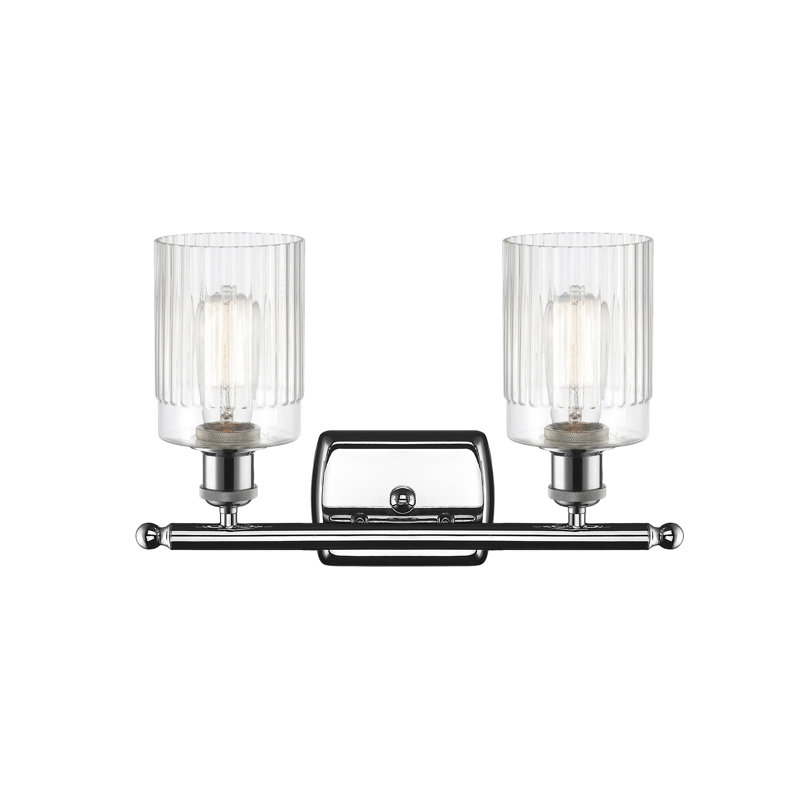 Éclairage pour meuble-lavabo à intensité variable 2 lumières Kamena, Transparent, Ampoule DEL 6 watts rétro, Chrome poli