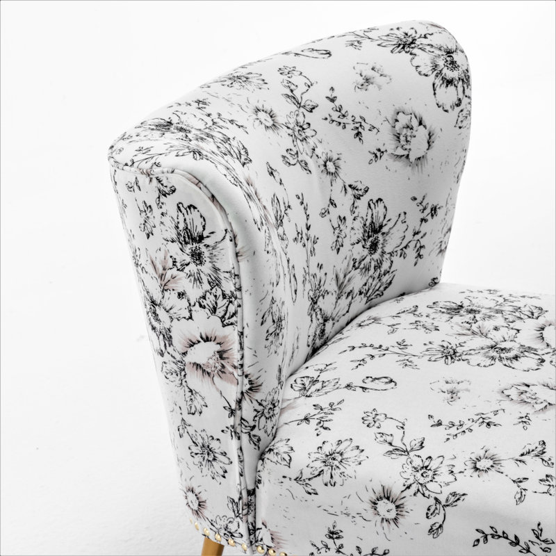 Friant Upholstered Slipper Chair, Black/White 100% Polyester