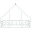 Lit double blanc en forme de maison avec clôture et barrières de sécurité - Fabriqué en pin de qualité pour un sommeil durable
