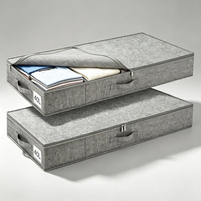 2pk 12cm Underbed Storage Boxes with Zipped Lids