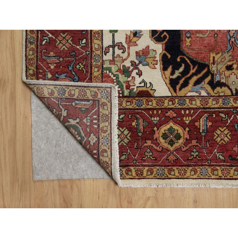 Tapis oriental rectangulaire en laine noué à la main 8 pi 11 po x 12 pi 2 po, Rectangle 8 pi 11 po x 12 pi 2 po