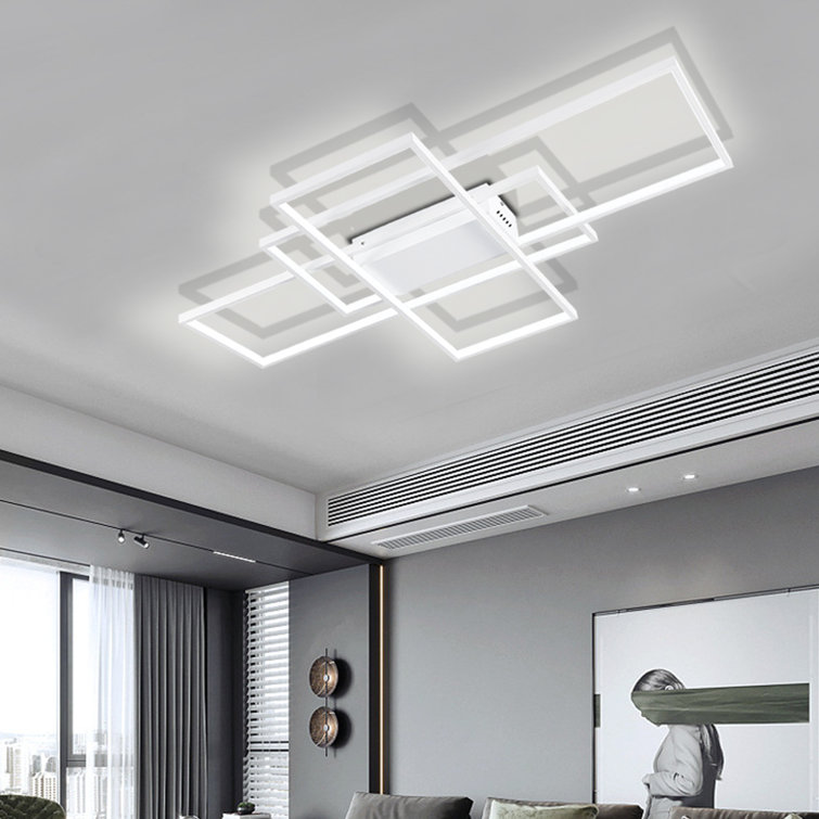 Raffa 3-Light Neutral Style Rectangular LED Semi Flush Mount Ceiling Light