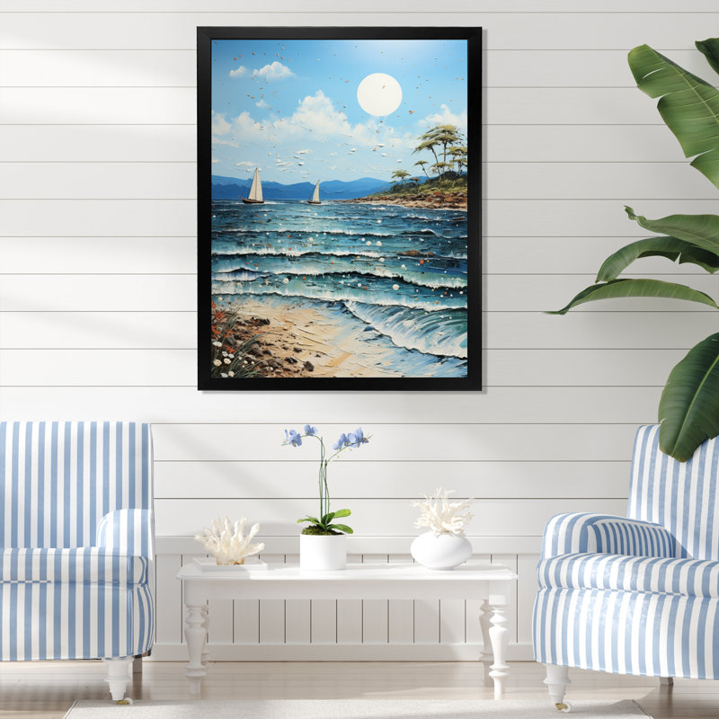 Beach Sandy Serenade Pointillism II - Nautique et plage, reproduction d'art sur toile, H 20 po x l 12 po x P 1 po