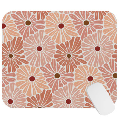 Floral Retro Flowers XVI Retro Hippie 70s Inspired Gaming Cute Office Laptop Desk Pad Gift Mat Square Rectangle Non-Slip Mousepad