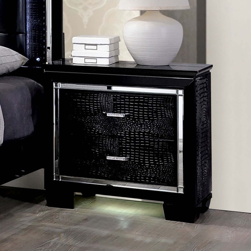 Table de chevet contemporaine 1Pc, lumière DEL, Noir