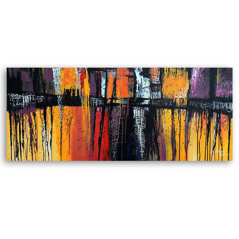 Mural, Colourful Abstract - No Frame Panoramic Print on Canvas, 40cm H x 120cm W