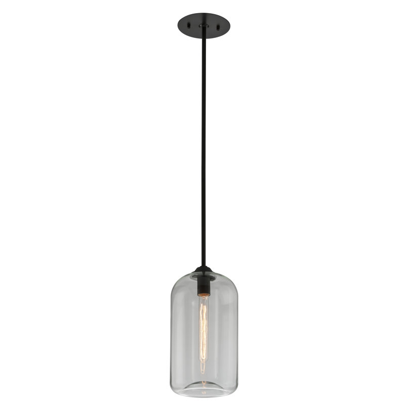 District 1-Light Mini Pendant, Clear, 15.75" H x 8" W x 8" D
