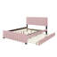 Lit plateforme grand en velours rose avec lit gigogne simple TG