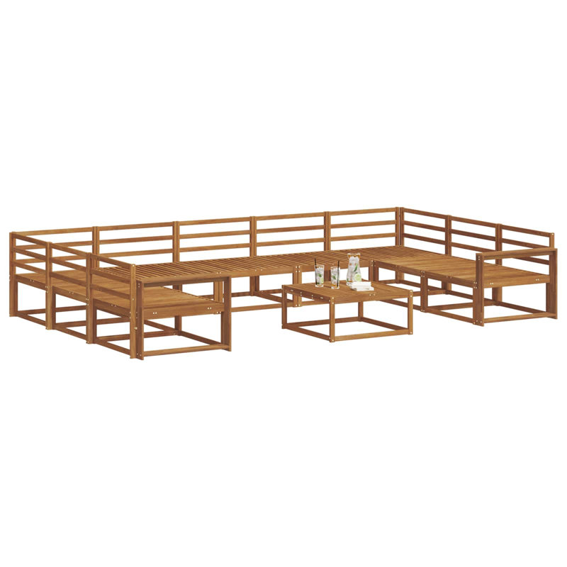  Outdoor Sofa Set 10 Pcs Natural Solid Acacia Wood