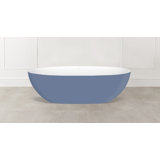 Barcelona 70.875" x 34.125" Freestanding Soaking Bathtub in Volcanic Limestone with Overflow Hole