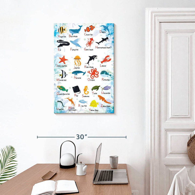 Carte de l'alphabet Ashelle Sea Life, H 30 po x l 20 po