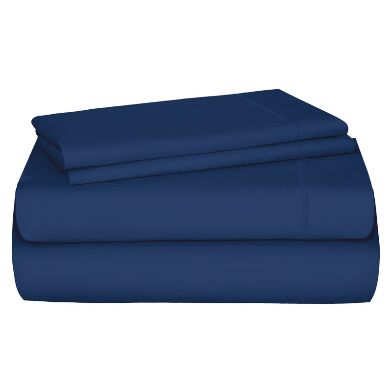 Percale Sheet Set, Twin XL Sheet Set + Fitted Sheet + 1 Pillowcase, Dark Denim