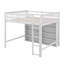 Lit mezzanine double avec tablettes de rangement ouvertes et échelle-915973407