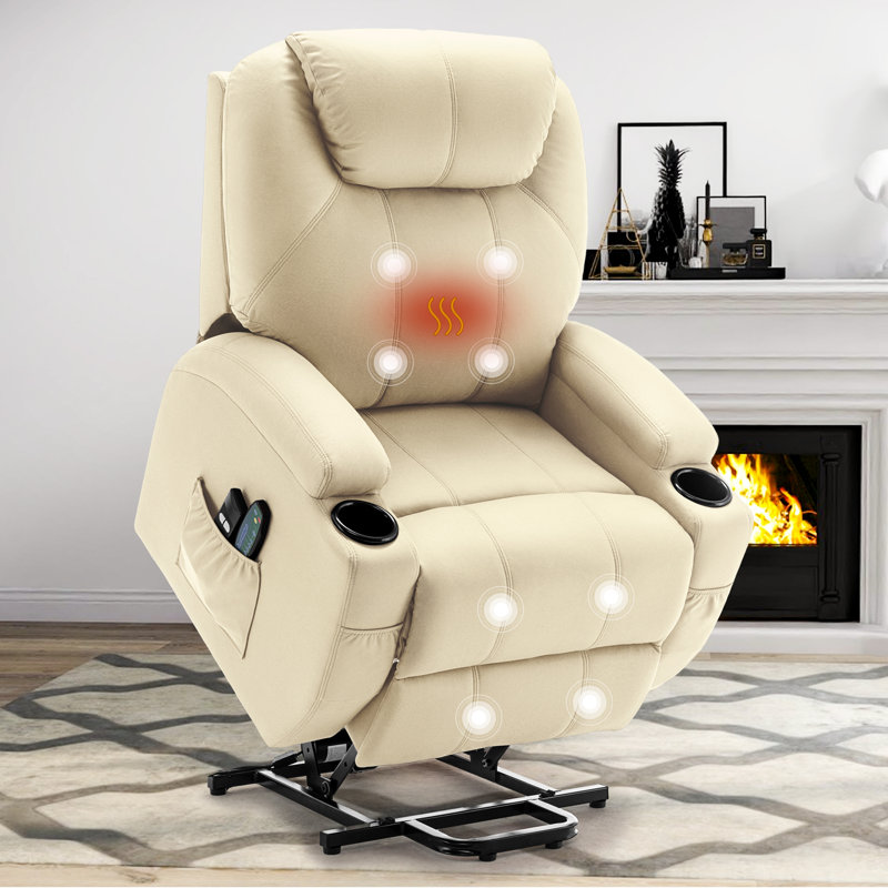 KORSER Power Lift Recliners, Recliner Chair With Heat And Massage For Elderly ,Electric Lift Recliner With Side Pockets And 2 Cup Holders