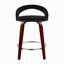 Tabouret de comptoir à hauteur fixe avec pivot en bois d'acajou, repose-pieds en métal chromé et velours - ensemble de 2-198081551-198081548