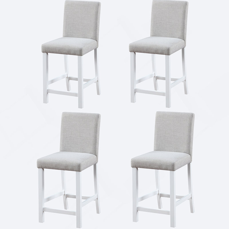 Ensemble de 4 chaises à hauteur de comptoir avec siège en lin rembourré et dossier haut ergonomique pour la cuisine ou la salle à manger