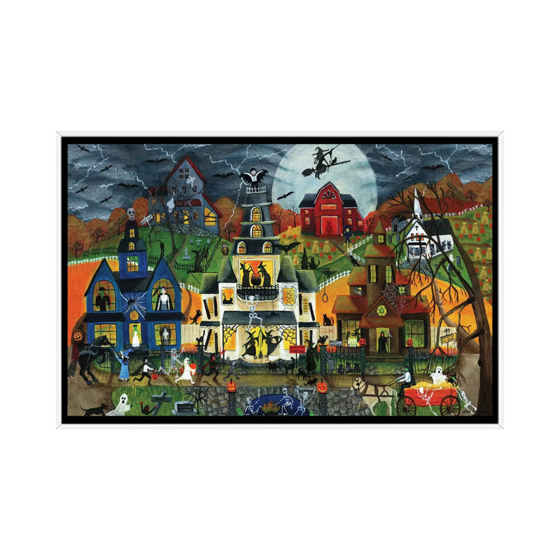 Spooky Street par Cheryl Bartolo, reproduction d’art, Toile blanche encadrée, H 18 po x l 26 po x P 1,5 po, Pas de tapis