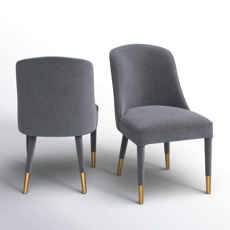 Belhaven 19'' H Velvet Upholstered Parsons Chair, Light Gray