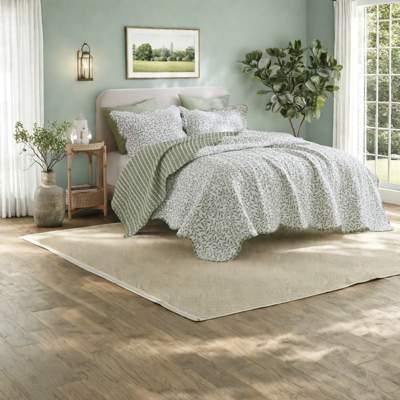 Elegant Sage Green Bedding Sets, Polyester King Size Comforter For Home