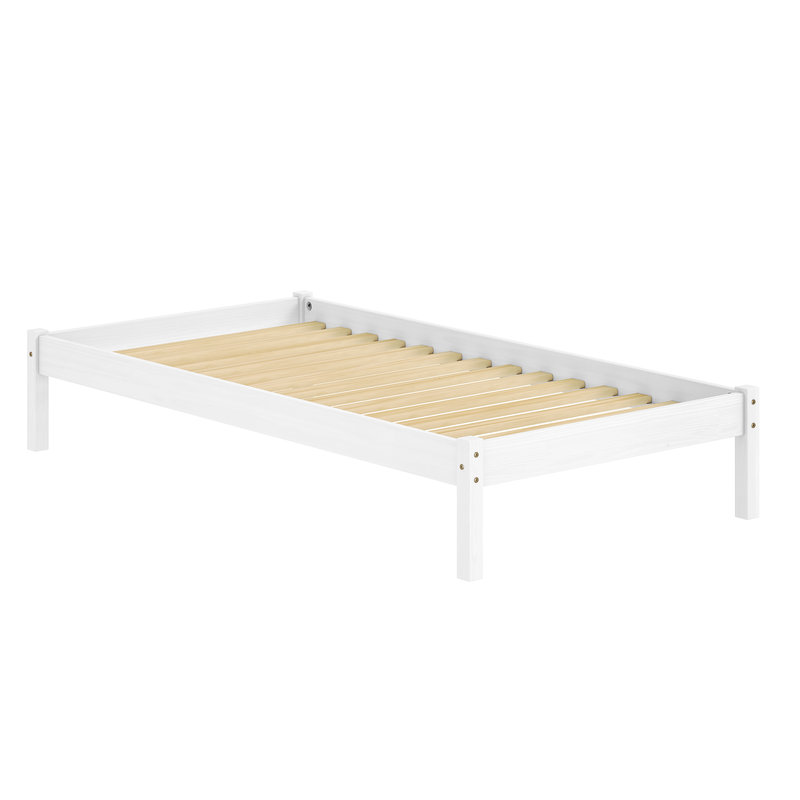 Tilon Solid Wood Modern Platform Bed Frame, Twin, White