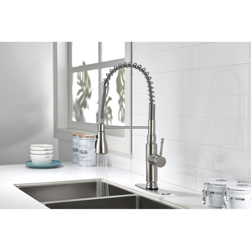 Touch Kitchen Faucet With Pull Down Spray - Brushed Nickel Finish, Stylish 360-Degree Rotating Corrosion And Rust Surface