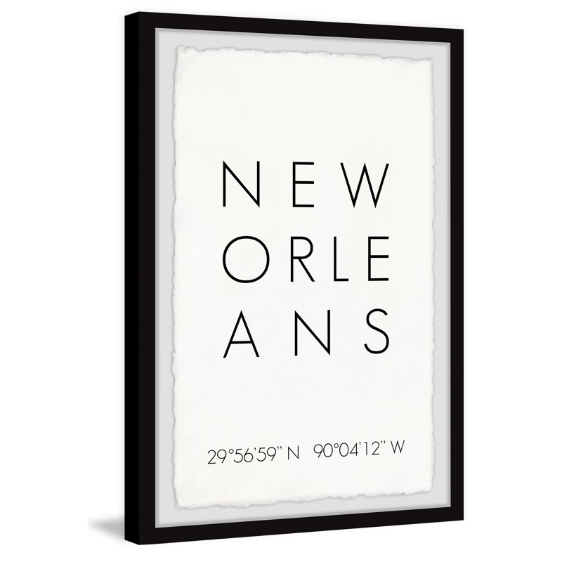 «New Orleans Coordates» par Marmont Hill - reproduction d'art textuelle encadrée, H 12 po x l 8 po x P 1,5 po