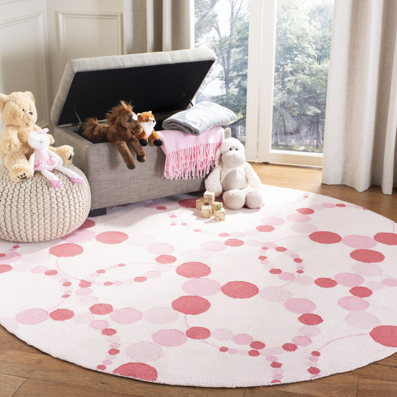 Tapis ivoire / rose Claro, Rond 6 pi