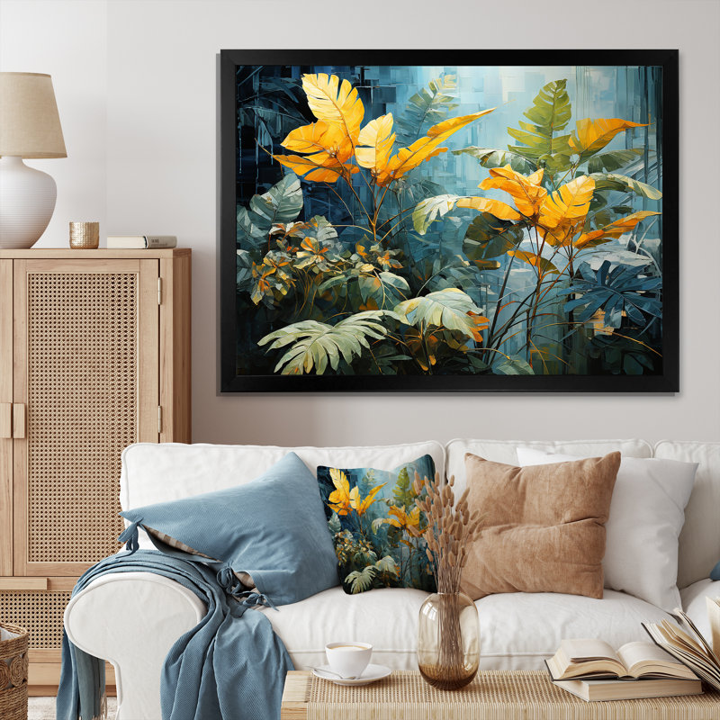 Sons de la jungle II sur toile, Cadre simple noir, H 30 po x l 40 po x P 1,5 po