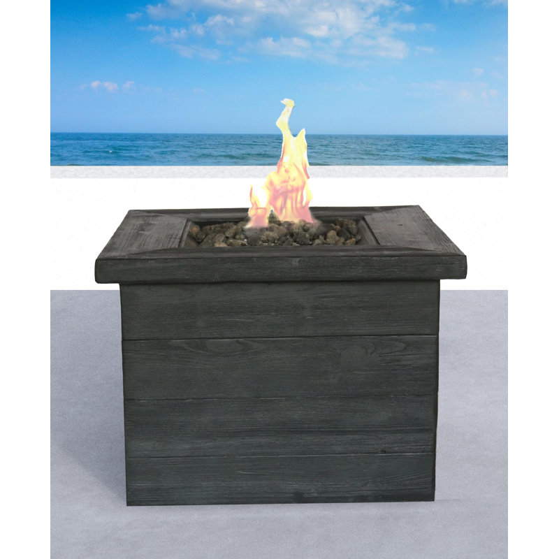 Afriani Square Fiber Reinforced Concrete Propane Smokeless Fire Pit Table with Hidden Fuel Tank