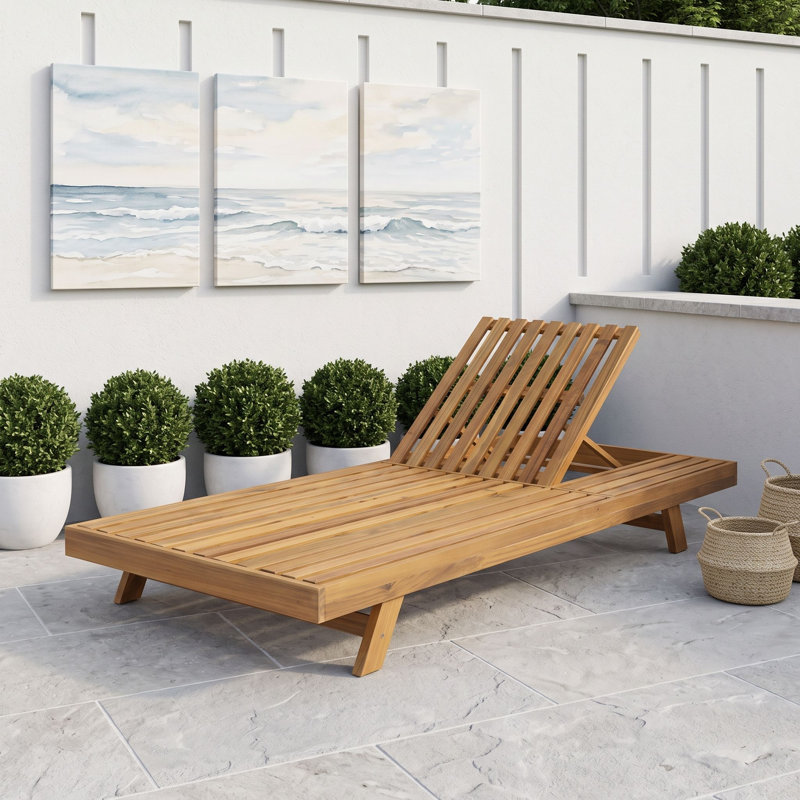 Ensemble de chaises longues en bois avec coussins et appui-tête, Teck gris foncé