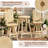  3 Piece Outdoor Bar Set, Solid Wood Patio High Top Table And 2 Swivel Bar Height Adirondack Chairs With High Back & Footrest, Tall Patio Bistro Furniture For Deck Pub Garden, Natural-748253987