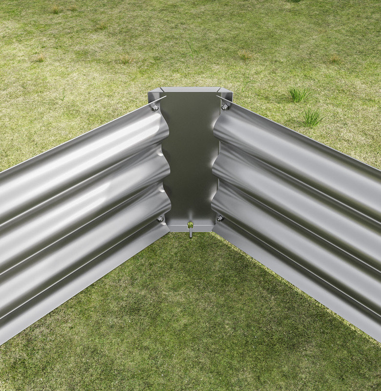 2PCS Silver 8×4×1ft Metal Raised Rectangle Garden Planter Beds, Silver