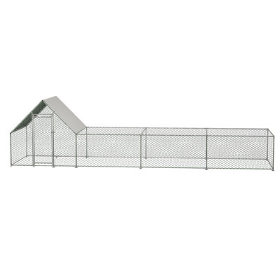 Poulailler de 26 pi x l 6,7 pi x 6,6 pi avec structure en métal imperméable et grand toit en acier