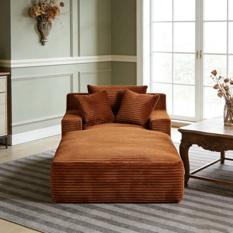 Chaise longue surdimensionnée en velours côtelé pour l'intérieur, Orange