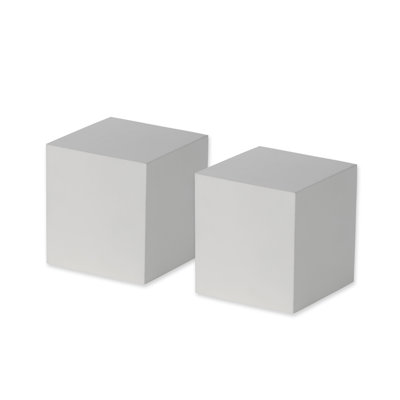 White 2 Piece Short Wood Tabletop Risers