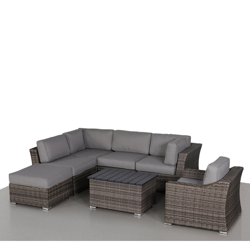 High-Density Polyethylene Wicker Fully Assembled 5 - Person Seating Group with Cushions