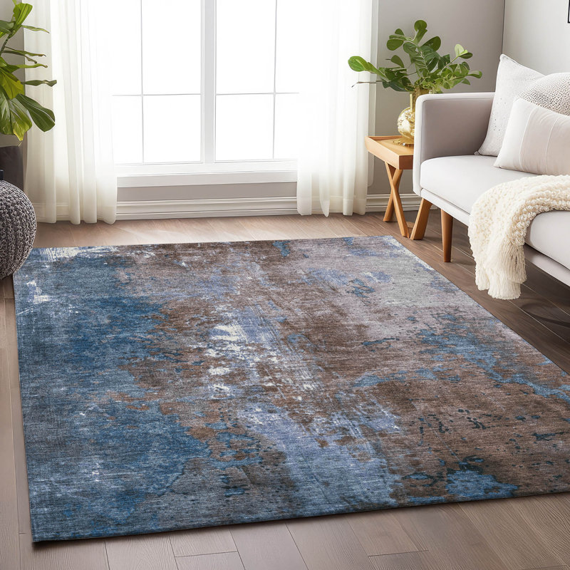 Machine Washable Indoor/Outdoor Xhevrie Brown Rug, Rectangle 5' x 7'6"