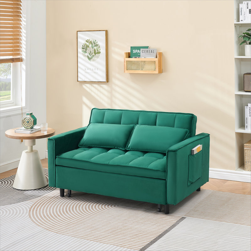 Cubbindall Upholstered Convertible Sofa Bed,Sleeper Sofa,Velvet Sofa,Modern Sofa,Accent Sofa, Green Velvet 2