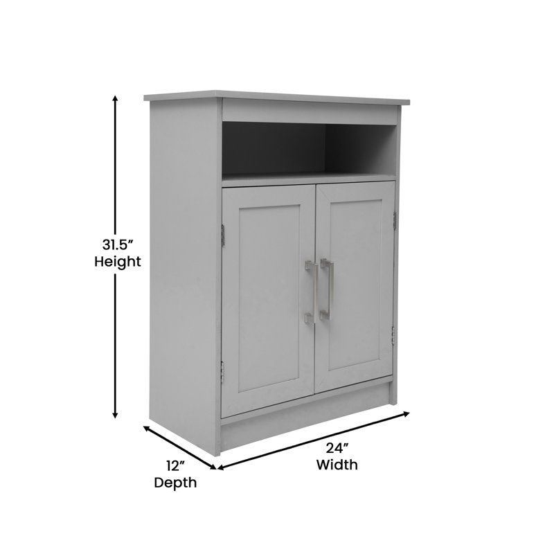 Gray Engineered Wood Bathroom Storage Cabinet with Adjustable Shelves