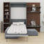 Lit escamotable avec panneau paysage de montagne, armoire de rangement et façade de canapé pour appartements et chambres d'hôtes-421458576