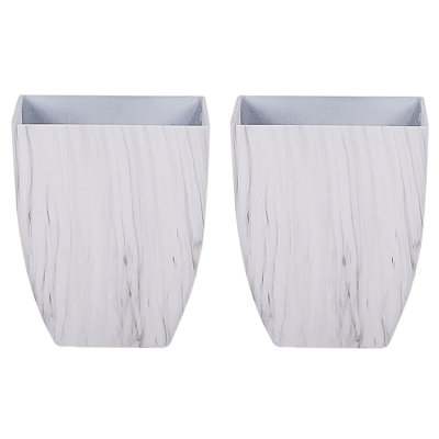 Set Of 2 Plant Pots 35 X 35 X 42 Cm Marble Effect