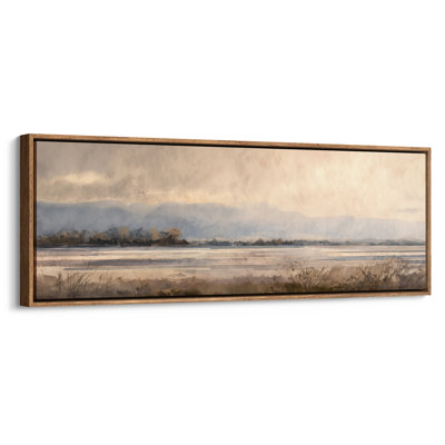 Soft Misty Mountain Horizon Landscape for Living Room Print Wall Art