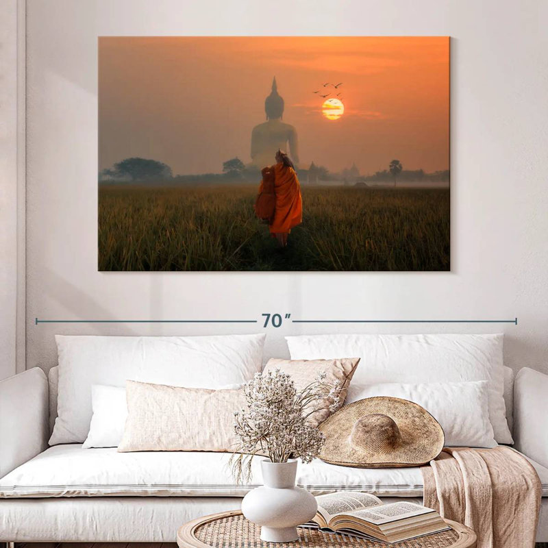 Adella Monk Behind Big Buddha, 34" H x 51" W
