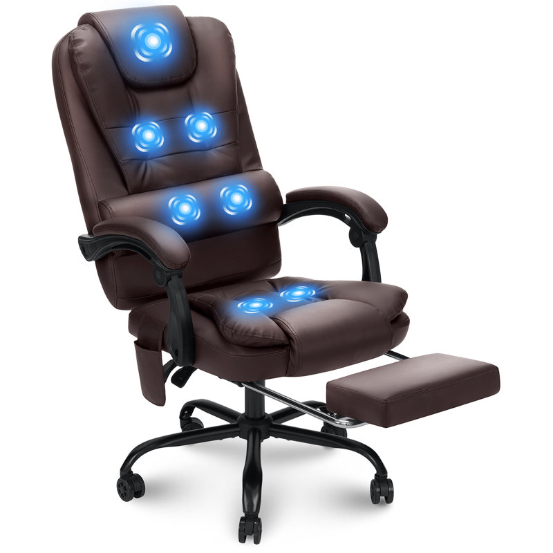 Fauteuil de bureau ergonomique avec repose-pieds Massage, Brun