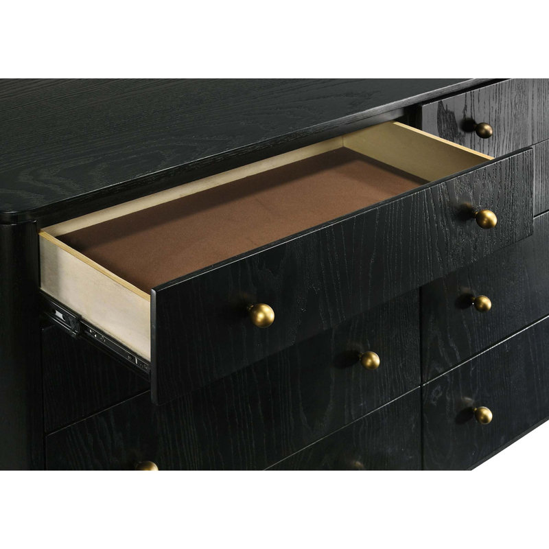 Commode 8 tiroirs avec miroir, Black