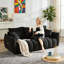 Canapé Teddy 79,5 "noir, structure en bois massif avec 3 coussins et 3 coussins, sans assemblage-76689488